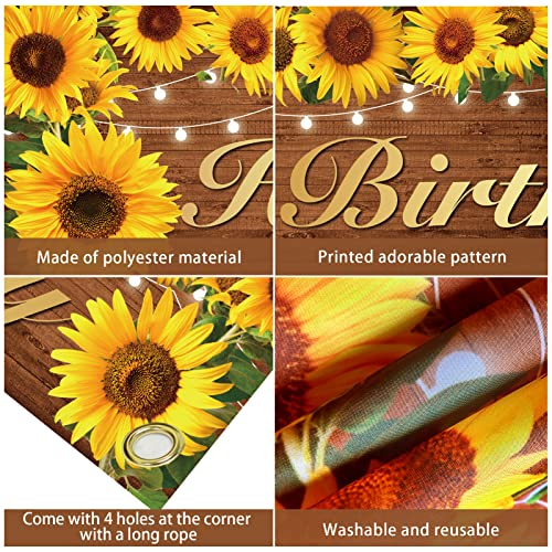 Sunflower Birthday Banner Party Decorations for Women Girls, Sunflower Theme Happy Birthday Sign Party Supplies, Sunshine Sunflower Bday Photo Background Decor for Indoor Outdoor