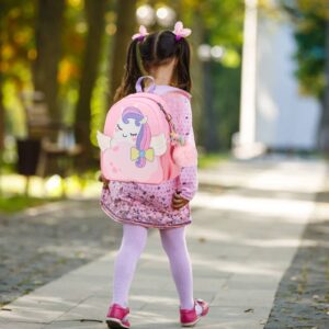 Toddler Backpack for Girls Unicorn Kids backpacks for Preschool Bookbags with Chest Strap and Anti-lost Safety Leash