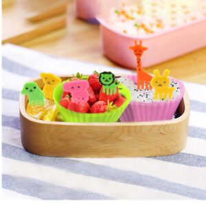 XANGNIER 60 PCS Bento Box Lunch Box Kit, Accessories with Silicone Dividers, Animal Food Picks for Kids,BPA Free