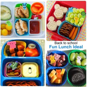 XANGNIER 60 PCS Bento Box Lunch Box Kit, Accessories with Silicone Dividers, Animal Food Picks for Kids,BPA Free