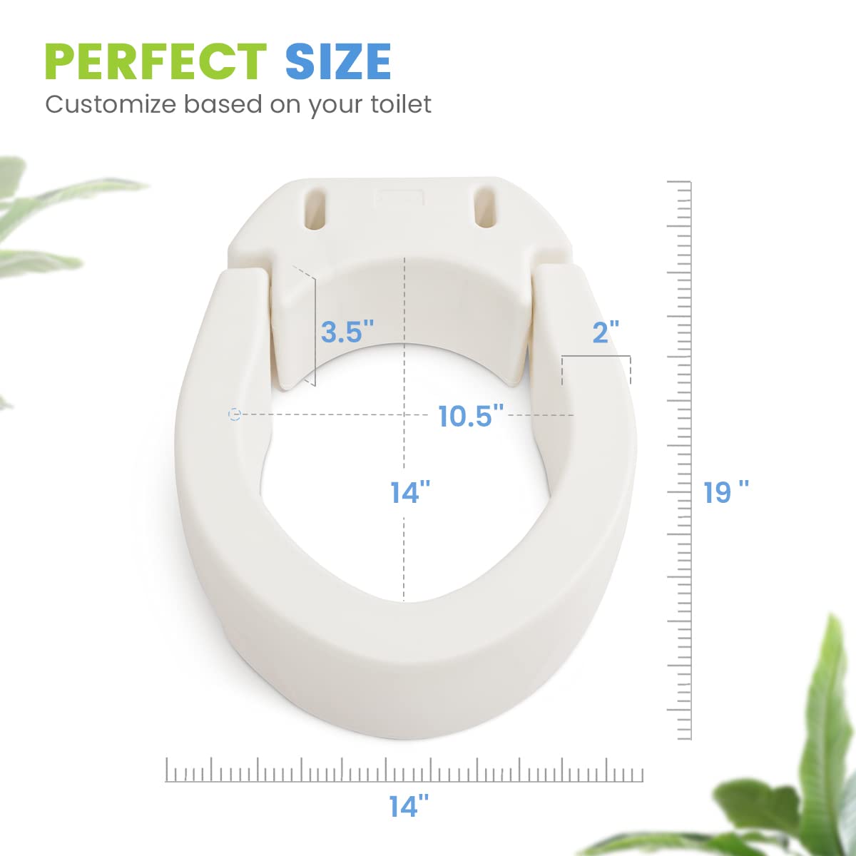 OasisSpace Hinged Toilet Seat Riser - Elevated Toilet Seat for Standard Toilet, Raised Elevated Handle, Handicap Toilet Seat Riser 4 Inch, Raised Toilet Seat for Senior