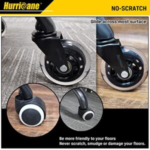 HURRICANE Office Chair Caster, Replacement Rubber Chair Wheel, Heavy-Duty Casters, Chair Wheels Set of 5, for Tile, Hardwood Floor and Carpet, 3 Inch, Flexible 360°Steering, Universal Fit
