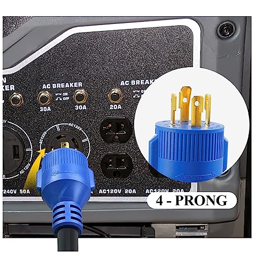 30 Amp to 50 Amp RV Adapter,Generator Plug 4 Prong 30 Amp Power to 50 Amp RV,NEMA L14-30P to 14-50R RV Electrical Cord Adapter,Plug Adapter Load Up to 30 Amp 250V 7500W 10/3 AWG 12 inch(4 Prong30M50F)