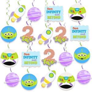 hpwf 2nd two birthday party hanging swirl, 20pcs birthday decorations for toy inspired story 2nd birthday party supplies