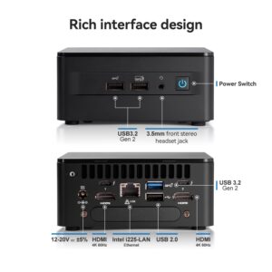 Intel NUC Mini PC 12th Gen Core i5-1240P 32GB DDR4 RAM, 512GB M.2 SSD, Pre-in Windows 11 Pro Gaming Desktop Computer, HIDM 2.0, USB 3.2, WiFi 6, Thunderbolt 4, black, Intel NUC 12 Pro 1240P