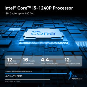 Intel NUC Mini PC 12th Gen Core i5-1240P 32GB DDR4 RAM, 512GB M.2 SSD, Pre-in Windows 11 Pro Gaming Desktop Computer, HIDM 2.0, USB 3.2, WiFi 6, Thunderbolt 4, black, Intel NUC 12 Pro 1240P