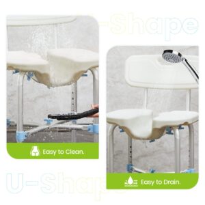 OasisSpace Shower Chair Bath Seat for Inside Bathtub, Upgraded U-Shaped Shower Seat and Bath Stool Safety Shower Bench for Elderly,Handicap,Disabled