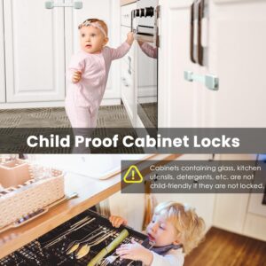 2 Pack Baby Proofing Safety Locks for Cabinet Drawer Fridge Oven Dishwasher Doors, Toilet Seat & Lid, Adjustable Furniture Latches and Straps, 3M Adhesive No Drilling and Button Unlock Design