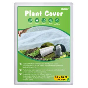 somxoy 10x30ft plant cover freeze protection winter 1.06 oz/yd² thick frost cloth blanket plant protector reusable floating row tree covers from animals for garden outdoor