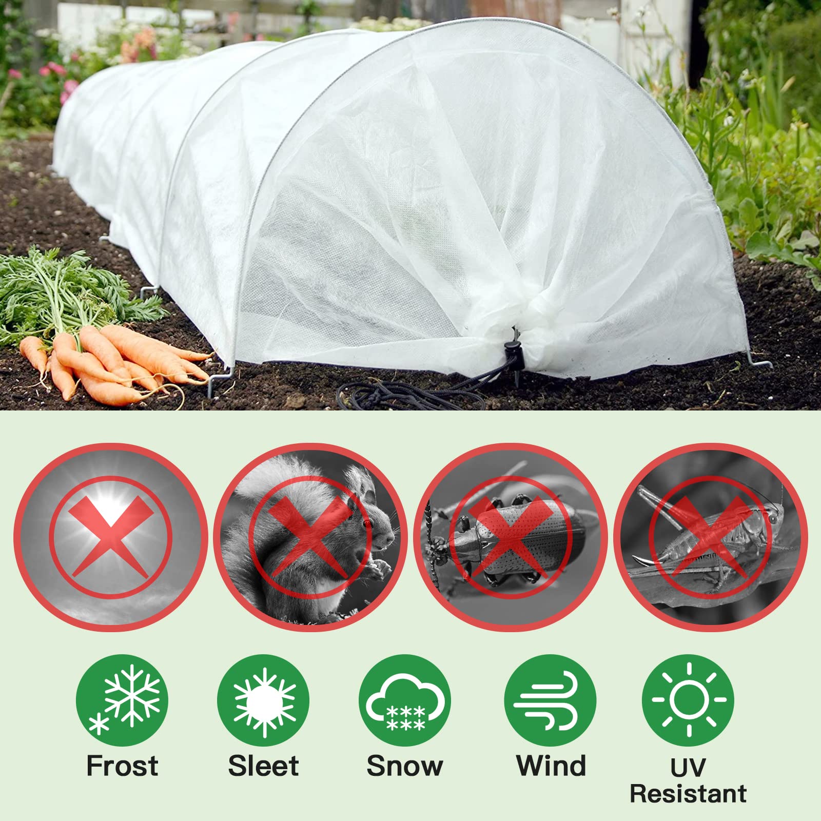 SOMXOY 10x30FT Plant Cover Freeze Protection Winter 1.06 oz/yd² Thick Frost Cloth Blanket Plant Protector Reusable Floating Row Tree Covers from Animals for Garden Outdoor