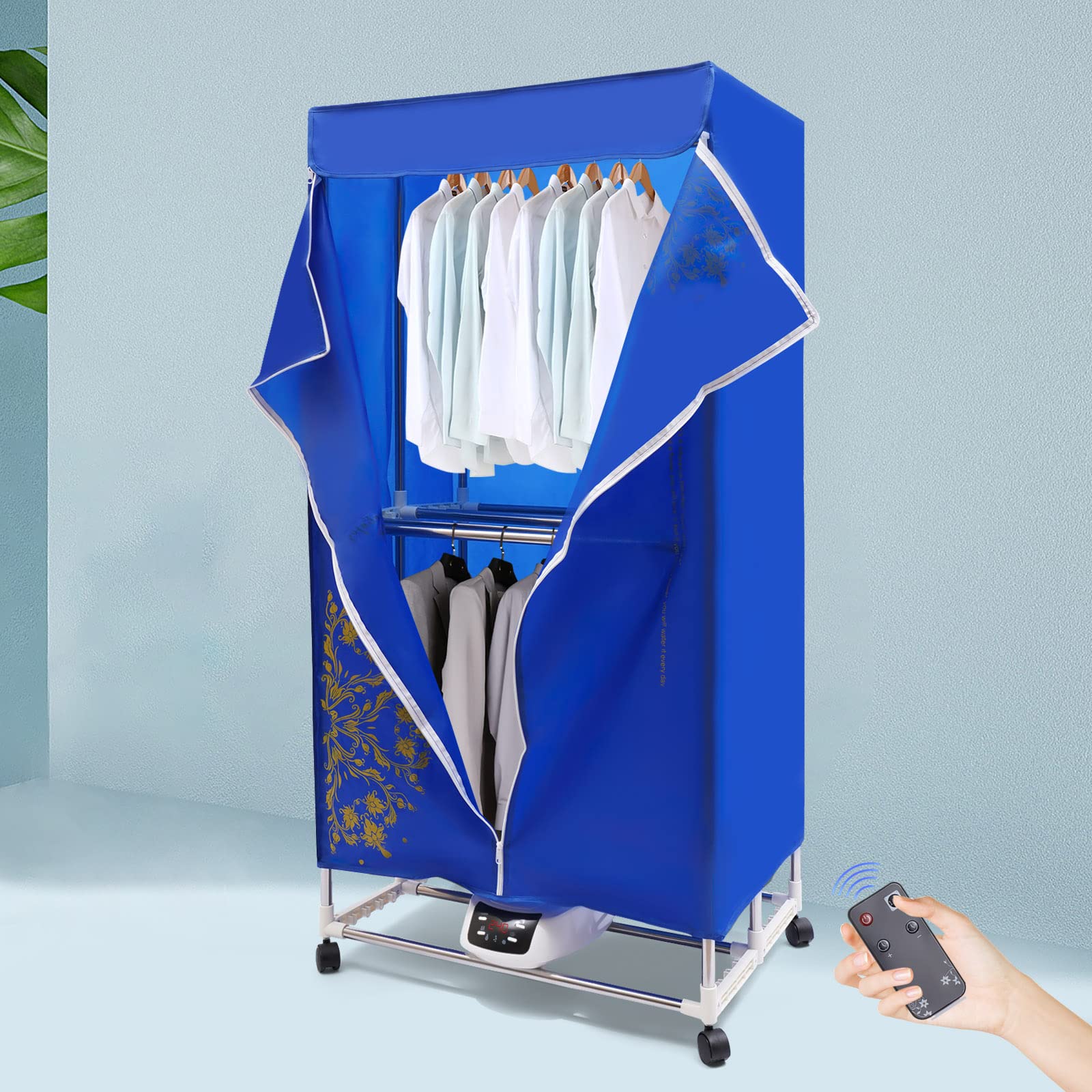Clothes Dryer Portable Travel Dryer Machine, Portable Dryer For Apartments, New Generation Electric Clothes Drying Machine, Folding Remote Control Dryer for Home Using, 27.55in*19.68in*4.92ft