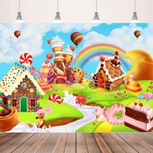 candyland backdrop gingerbread party banner decorations candy land background, kids baby shower birthday decorations photography photo booth props sweet party supplies