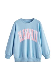 soly hux girl's cute graphic sweatshirt letter print long sleeve crewneck pullover tops blue 10-11y