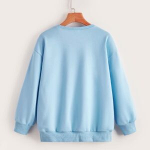 SOLY HUX Girl's Cute Graphic Sweatshirt Letter Print Long Sleeve Crewneck Pullover Tops Blue 10-11Y