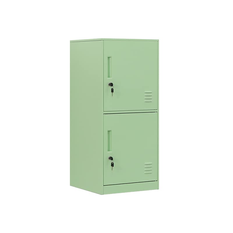 DAYTOYS 2 Door Metal Vertical Storage Locker for Kids Bedroom, Children Room, School, Office, Home,Stackable Steel Storage Cabinet for Toys, Sports Equipment,Anti-Falling Device. (2D, Green)