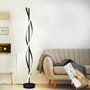 vlaikez 61" height 60w led 3 light color remote dimming floor lamp, bright floor lamp for living rooms & bedrooms & office, 61" tall pole lamp, modern dimmable standing lamp
