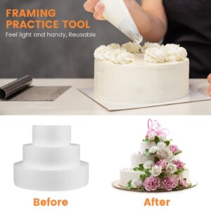 3PCS Round Foam Cake Set Fake Wedding Cake Round Cake Mini Cake for Wedding Display Window Fondant Cake Decorating Practice Mould Cake 3-Tier Cake Wedding Decor