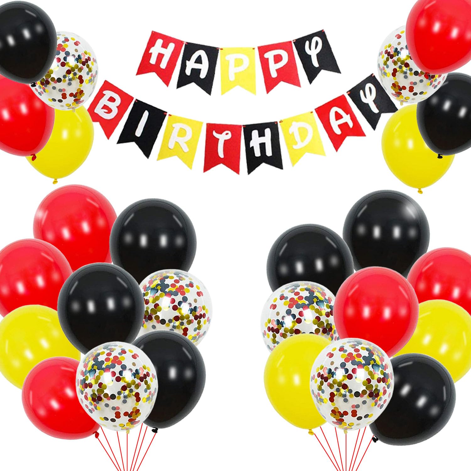 Red Yellow Black Birthday Decorations -Red Yellow Black Balloons for Birthday Party Supplies