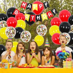 Red Yellow Black Birthday Decorations -Red Yellow Black Balloons for Birthday Party Supplies