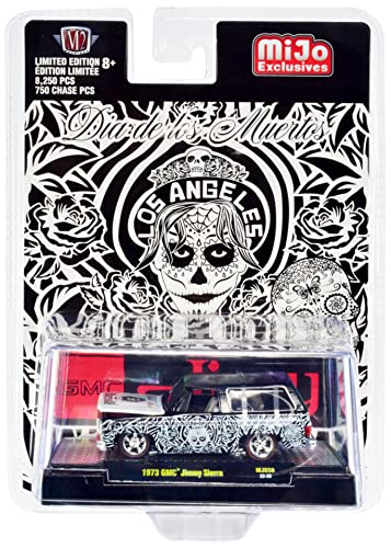 1973 Jimmy Sierra Black w/Graphics Dia De Los Muertos - Los Angeles LTD ED to 8250 pcs Worldwide 1/64 Diecast Model Car by M2 Machines 31500-MJS50