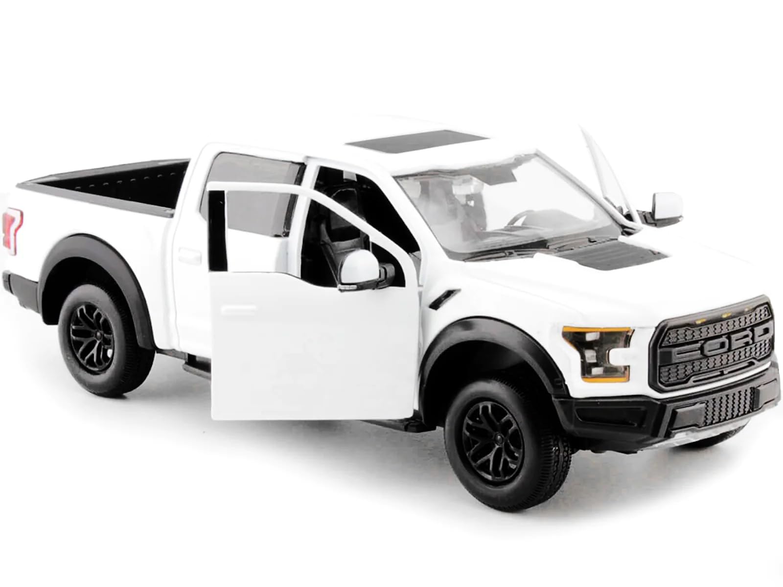 2017 Raptor Pickup Truck White with Black Wheels 1/24 Diecast Model Car by Motormax 79344