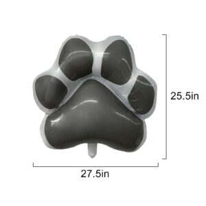 BIEUFBJI Dog Party Balloons Decorations, Grey Dog Paw Shaped Foil Balloons for Baby Shower Kids Birthday Pets Party Decorations(2Pcs)