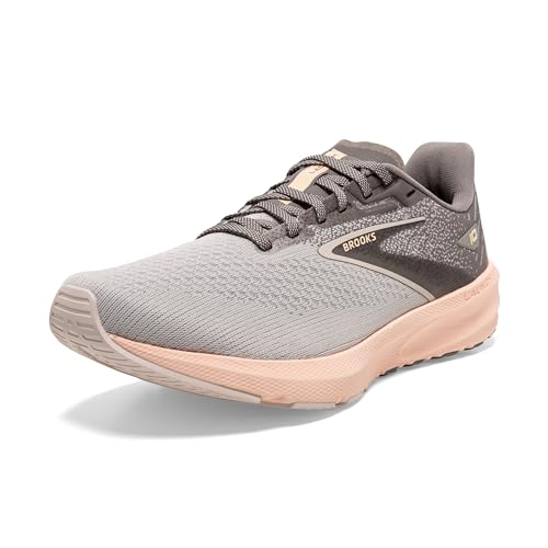 Brooks Women’s Launch 10 Neutral Running Shoe - Grey/Crystal Grey/Pale Peach - 8 Medium