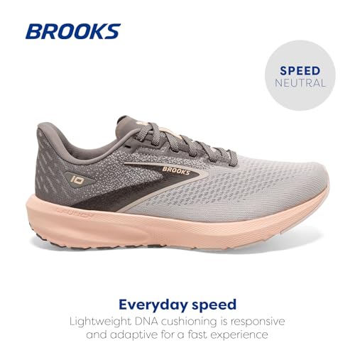 Brooks Women’s Launch 10 Neutral Running Shoe - Grey/Crystal Grey/Pale Peach - 8 Medium