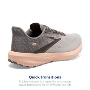 Brooks Women’s Launch 10 Neutral Running Shoe - Grey/Crystal Grey/Pale Peach - 8 Medium