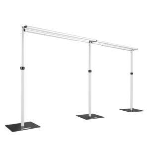 hecis 10x20ft adjustable double crossbar backdrop stand kit for events, parties, trade shows and weddings