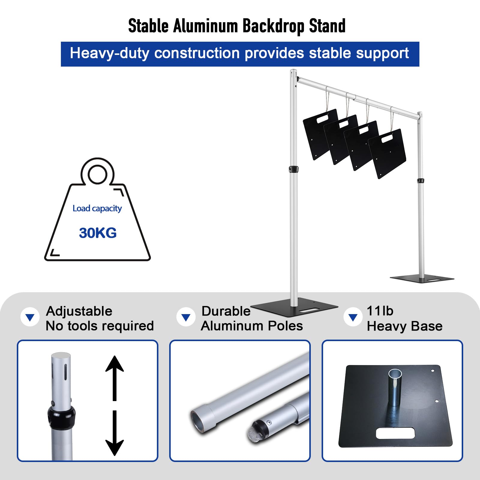 Hecis 10x20Ft Adjustable Double Crossbar Backdrop Stand Kit for Events, Parties, Trade Shows and Weddings