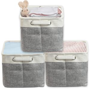 simple houseware large decorative fabric storage bin basket for nursery, 3 pack, grey