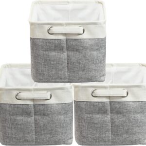 Simple Houseware Large Decorative Fabric Storage Bin Basket for Nursery, 3 Pack, Grey