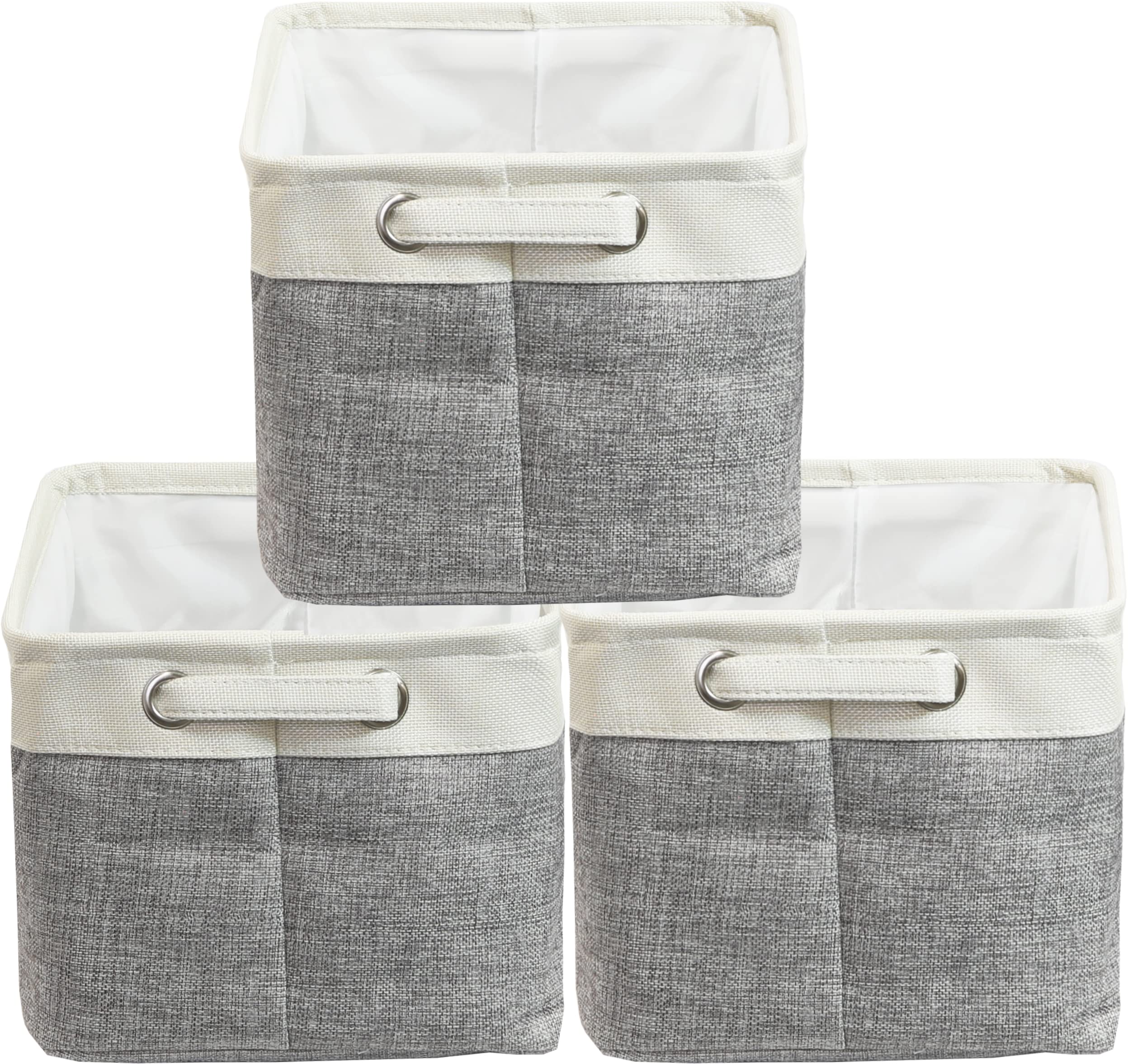 Simple Houseware Large Decorative Fabric Storage Bin Basket for Nursery, 3 Pack, Grey