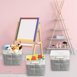 Simple Houseware Large Decorative Fabric Storage Bin Basket for Nursery, 3 Pack, Grey