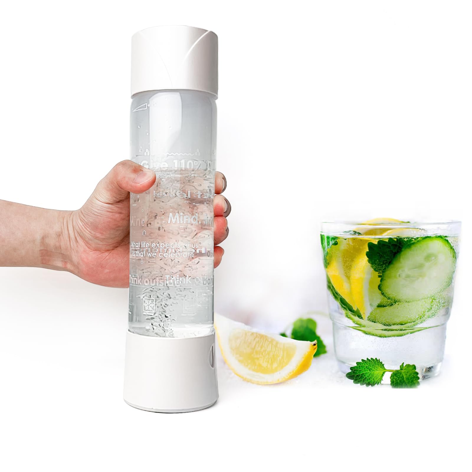 KmaxShip Portable Sparkling Water Maker 1000ml - Large Capacity Soda Maker Machine for Home and Outdoor Use Seltzer Water Maker, No Electricity Needed Soda Water Maker (White, 1000ML)