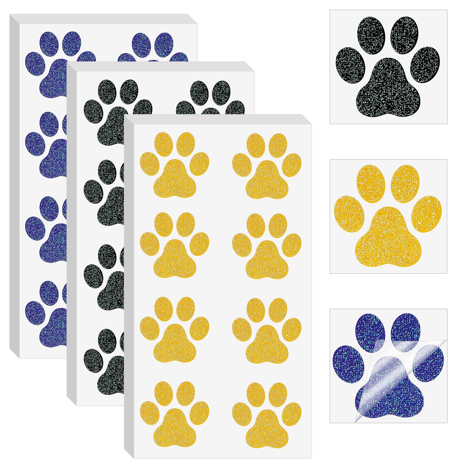 20 Sheets 240 Pcs Dog Paw Glitter Tattoo Sticker Temporary Tattoos Dog Paw Body Tattoos for Women Girls Face Body Accessories (Dog Paw Style)