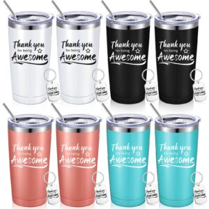 sieral thank you for being awesome tumbler,thank you gifts for women men 20oz insulated stainless steel travel tumbler with lid and straw appreciation gift with keychain (classic color,16 pieces)