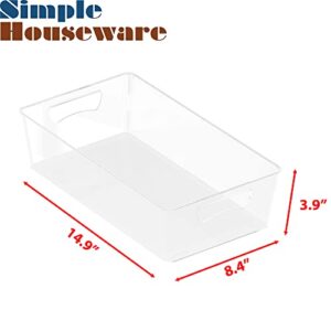 Simple Houseware 4PK XL Size Kitchen Bin Organizer, 15" x 8.4" x 3.75", Clear