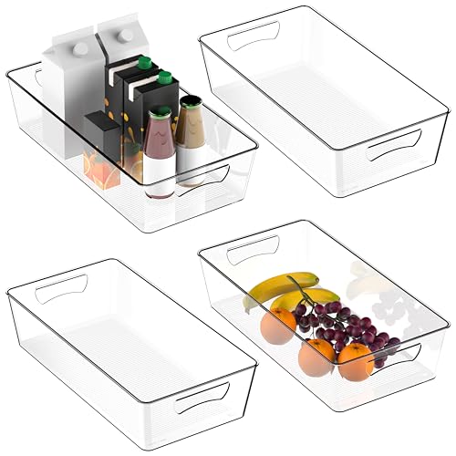 Simple Houseware 4PK XL Size Kitchen Bin Organizer, 15" x 8.4" x 3.75", Clear