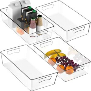 simple houseware 4pk xl size kitchen bin organizer, 15" x 8.4" x 3.75", clear