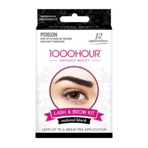 1000 Hour Professional Formula Lash and Brow Kit - Defined Brows with a Long-Lasting Formula with Eyebrow Mascara - Brow Gel for Stunning Brows that Last Up To 6 Weeks with 12 Applications - (Black)