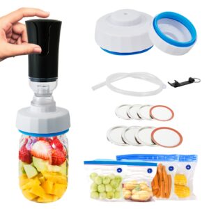 electric mason jar vacuum sealer kit for wide & regular mouth jars - food storage, fermentation, compatible with foodsaver vacuum canning sealer machine attachment, electric pump, and lid opener