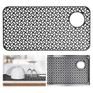 justogo silicone sink mat, black sink protectors for kitchen sink grid accessory, 1 pcs non-slip sink mats for bottom of kitchen farmhouse stainless steel porcelain sink right & left (28.2''x 14.2'')