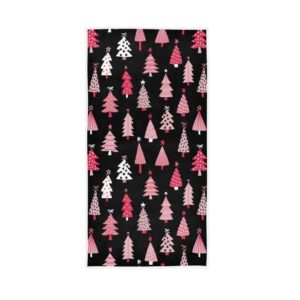qugrl pink christmas tree kitchen hand towels xmas winter forest dish cloth fingertip towel decorative soft quality premium washcloth guest towel for bathroom spa gym sport 16x30 in