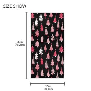 QUGRL Pink Christmas Tree Kitchen Hand Towels Xmas Winter Forest Dish Cloth Fingertip Towel Decorative Soft Quality Premium Washcloth Guest Towel for Bathroom Spa Gym Sport 16x30 in