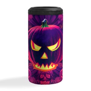 halloween insulated slim can cooler - jack o lantern can cooler - spooky insulated slim can cooler