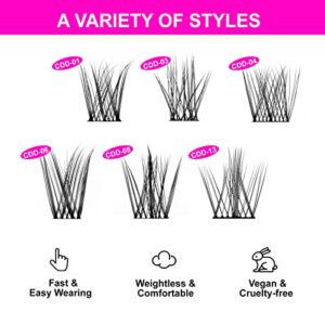 Lash Clusters 144pcs CAELYMINE DIY Lash Extension for Beginners, D Curl Cluster Lashes Soft Lash Extension Clusters 3D Cosplay Eyelash Cluster Extensions Reusable(CDD01)