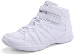 baxinier girls white high top cheerleading shoes lightweight youth cheer competition sneakers training dance tennis shoes - white 4 big kid