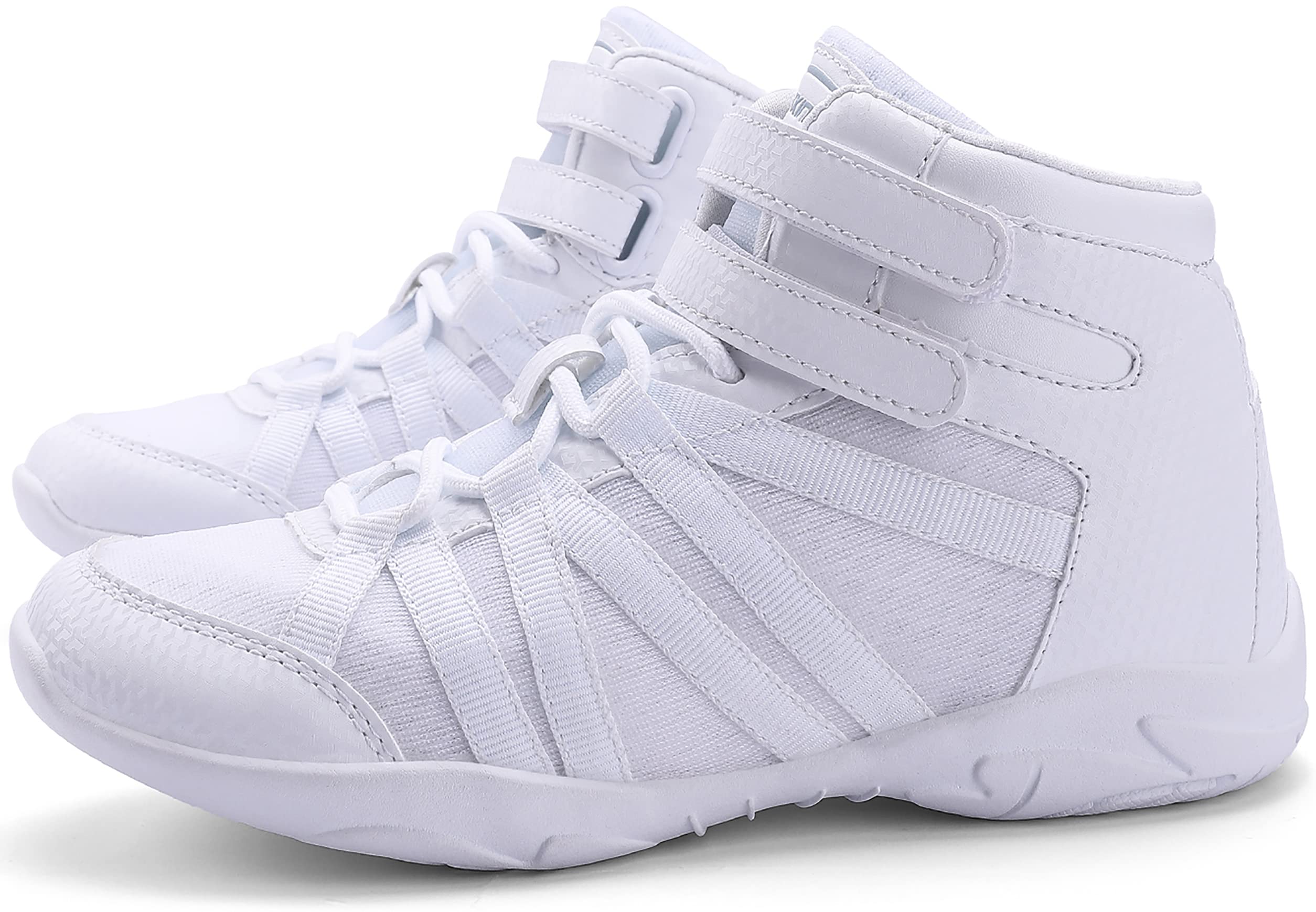 BAXINIER Girls White High Top Cheerleading Shoes Lightweight Youth Cheer Competition Sneakers Training Dance Tennis Shoes - White 4 Big Kid